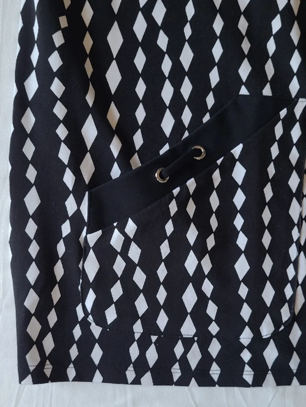 Chico's Black & White Diamond Rain Zip Jacket. Sz. XXL. NWOT.